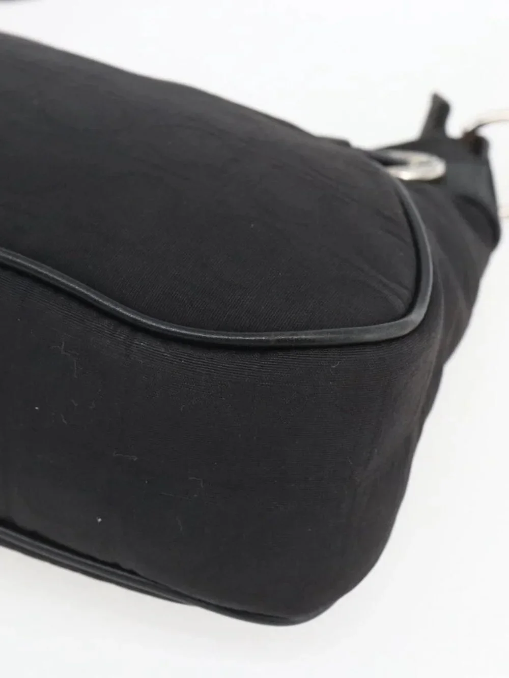 Salvatore Ferragamo Shoulder Bag Canvas Leather Black Silver Auth ka1340
